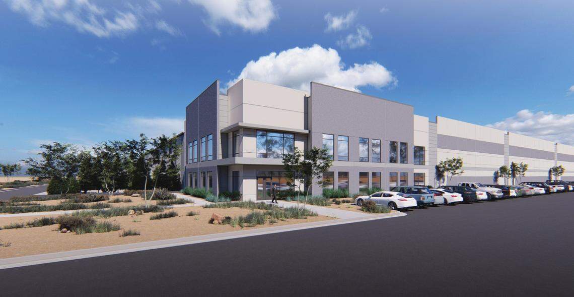 An architect’s rendering of a 901,147-square-foot industrial building in the Red River Logistics Center going up southeast of the Boise Airport.