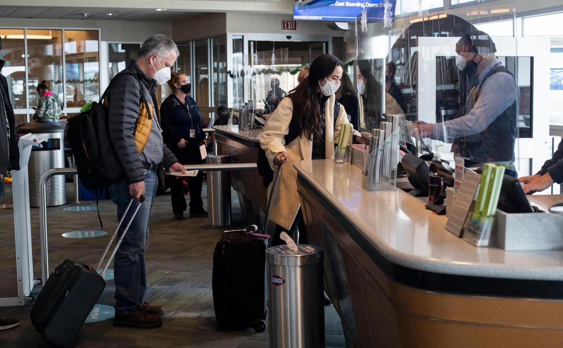 Passengers board a flight bound for San Jose on Alaska Airlines at the Boise Airport on Wednesday, Jan. 5, 2021. The Boise Airport has a list of five destinations it is prioritizing for future routes, including Orlando, Honolulu, New York City-area airports, Boston and Anchorage, plus Idaho intrastate airports.