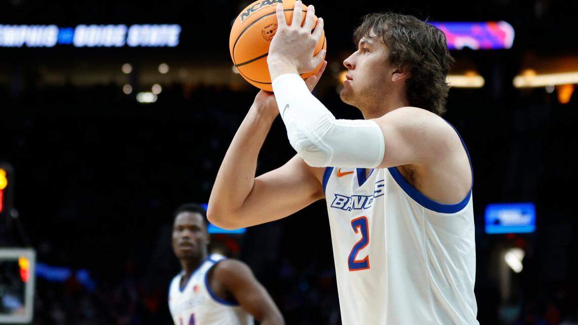 Boise State forward Tyson Degenhart takes a shot during the second half of Boise State’s 64-53 loss to Memphis in the first round of the NCAA Tournament.