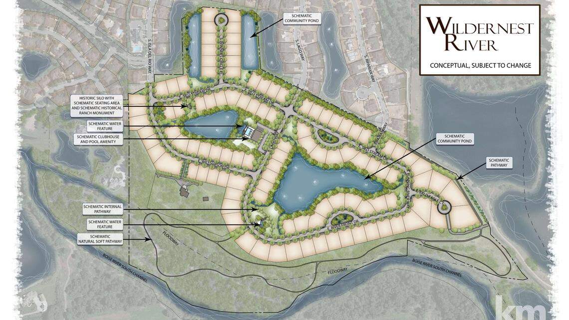 Tthe 108-home, 88-acre subdivision Wildernest Subdivision in southern Eagle is south of Idaho 44 and north of the West Boise Water Treatment Plant, which is just out of frame at bottom.