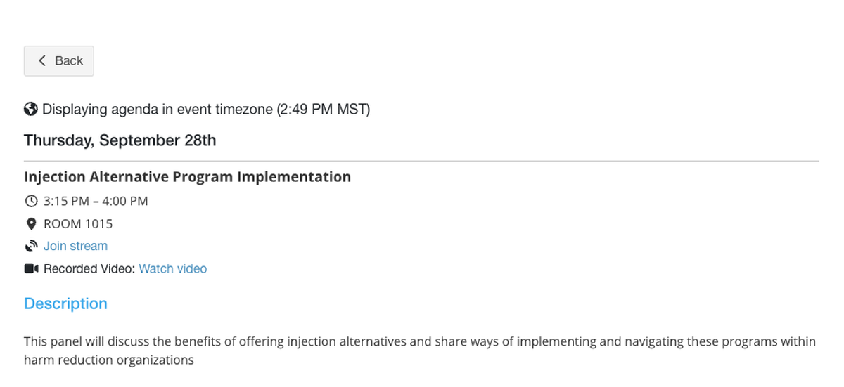 An agenda for the Sept. 28 panel discussion at the Intermountain West Harm Reduction Conference in Salt Lake City. Several employees from the Idaho Harm Reduction Project admitted during the panel they were illegally distributing drug paraphernalia.&nbsp;