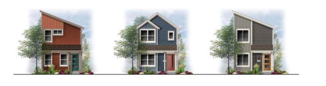Designs for homes in the proposed Southpoint Cottages neighborhood, which would be at 10983 W. Overland.