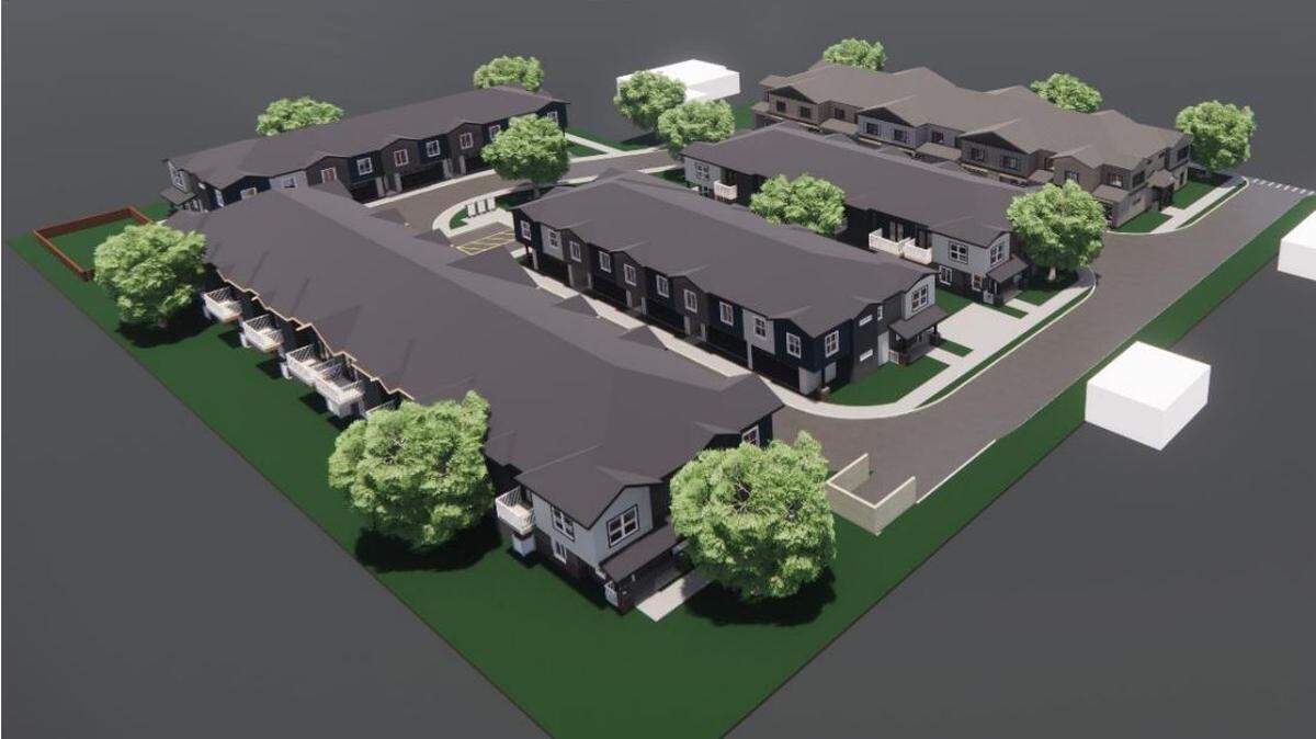 A rendering for the proposed Crue James Subdivision at 2801 W. Palouse St., which would consist of five structures totaling 30 townhouses.