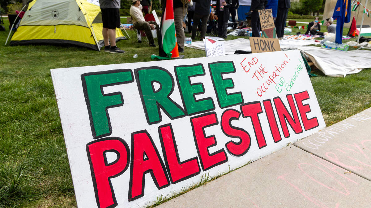 Supporters of Palestine set up an encampment in downtown Boise to call for a permanent ceasefire in Gaza.