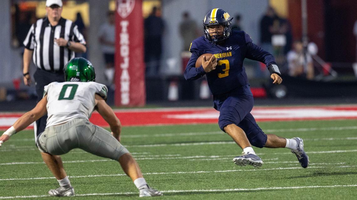 Meridian quarterback Zeke Martinez was voted the 6A SIC Foothills Division Player of the Year by the division’s coaches.