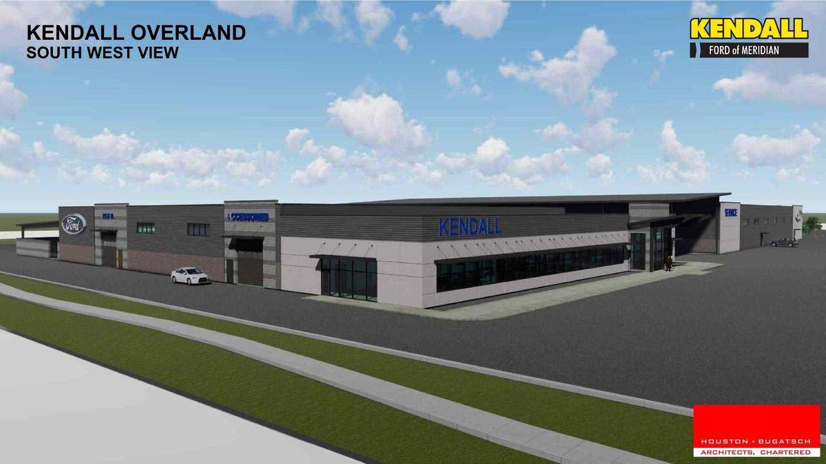 A rendering of a service center proposed for the Kendall Ford Auto Center in Meridian.