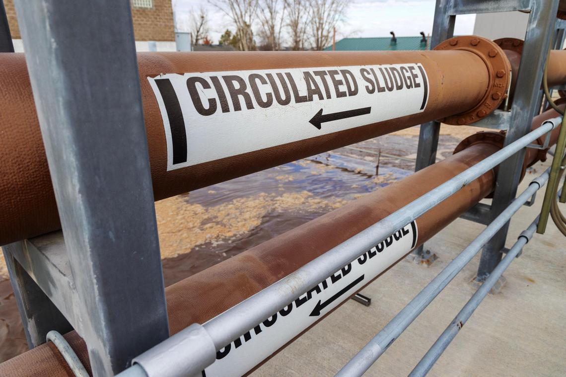 Pipes containing wastewater at Kuna’s plant in 2023.