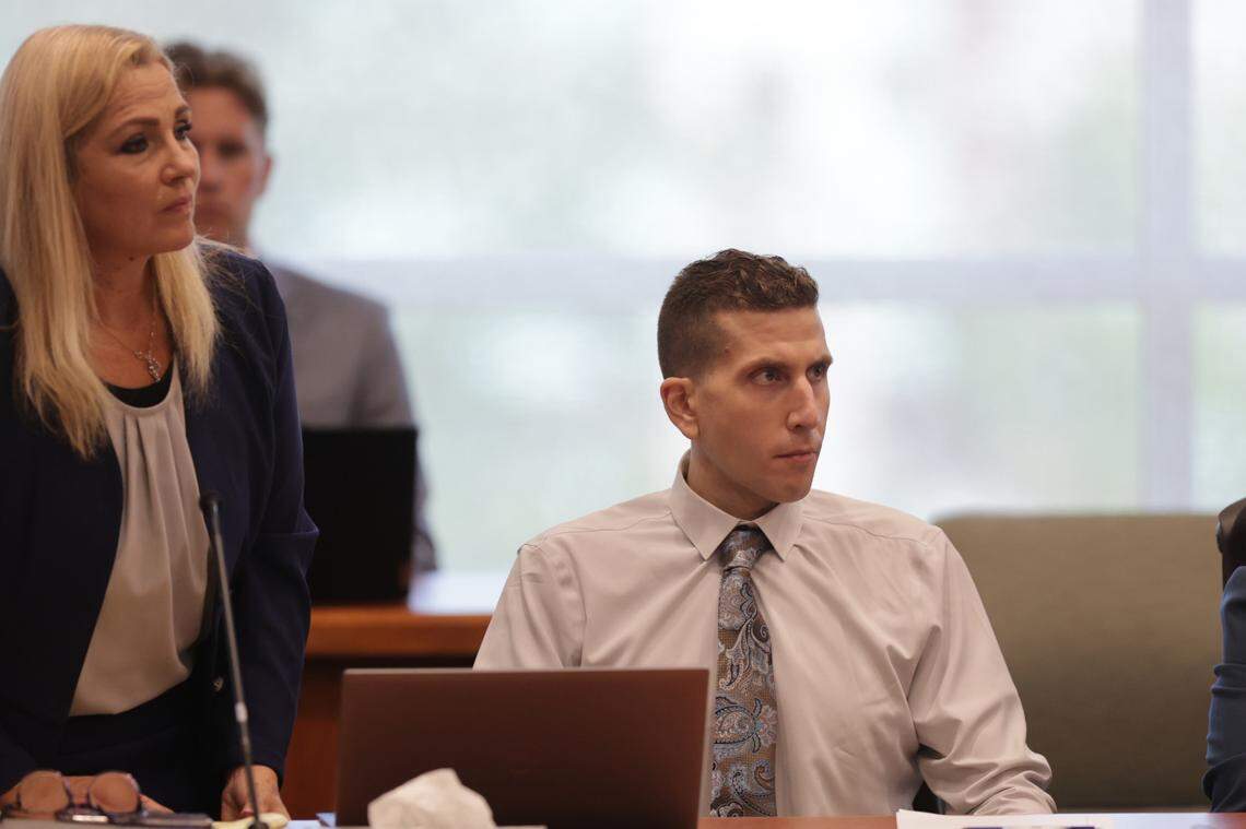 Bryan Kohberger, right, appeared last week at the Ada County Courthouse for a hearing with lead attorney Anne Taylor, where he pleaded guilty to four counts of first-degree murder in the deaths of four University of Idaho students.