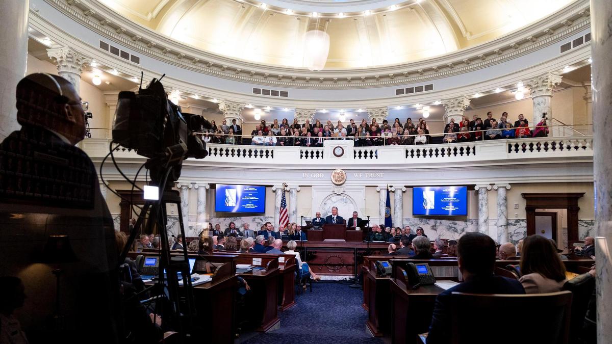 Gov. Brad Little addresses the Idaho Legislature and citizens of Idaho with his annual State of the State speech, Monday, Jan. 9, 2023, at the Capitol in Boise.