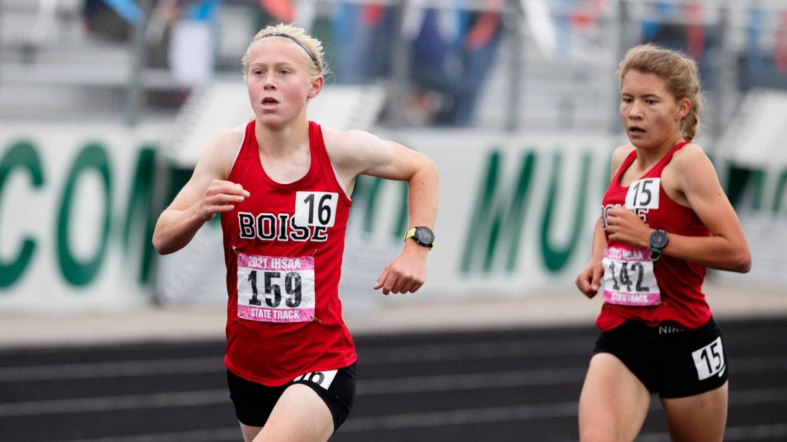 Boise High freshman Sammy Smith, left, won four state track titles in May, leading her to win the Gatorade award as Idaho’s top female track and field athlete.