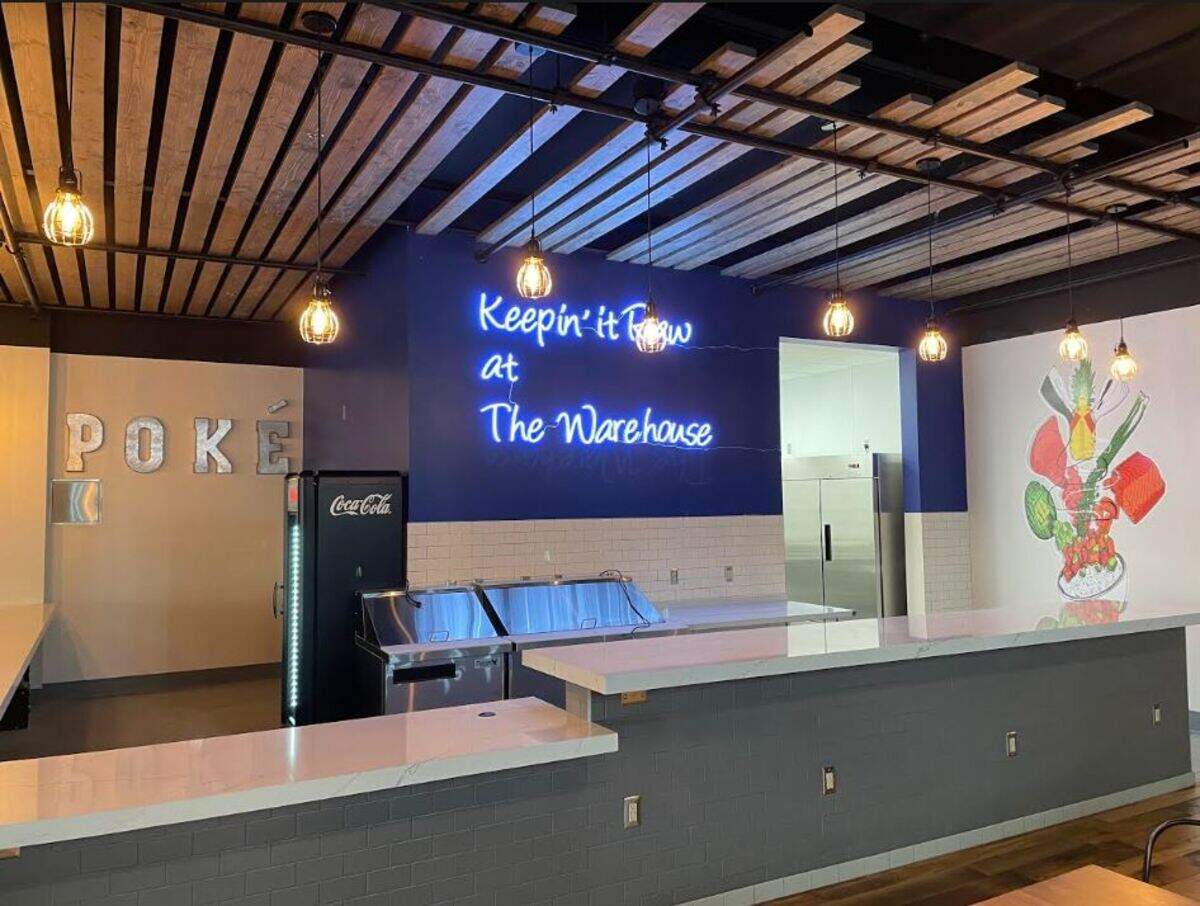 This new Paddles Up Poke location is inside The Warehouse Food Hall.