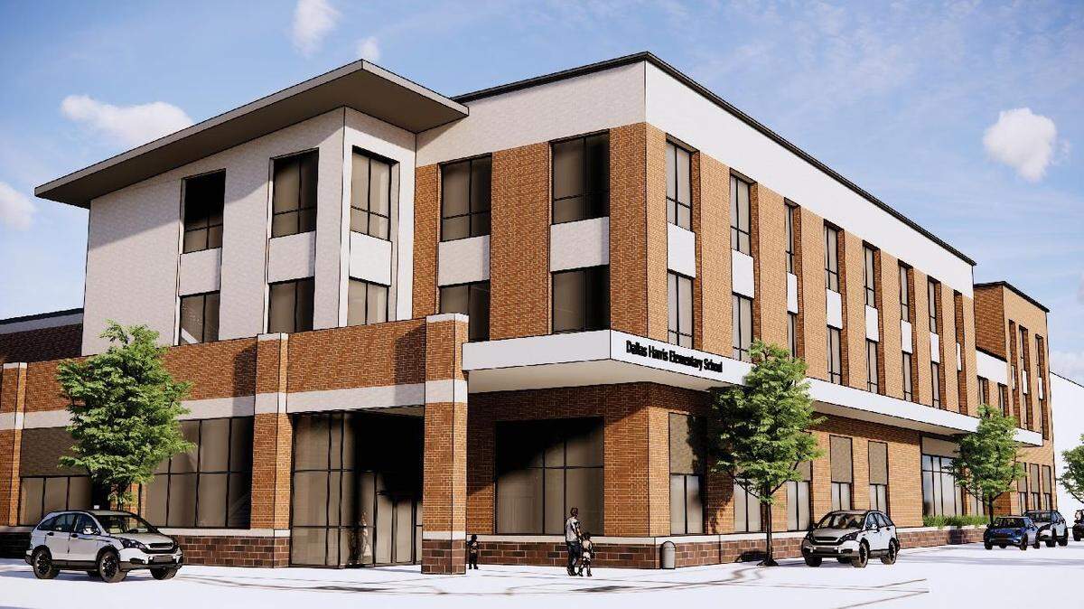 This rendering shows the future Dallas Harris Elementary School in Southeast Boise’s Harris Ranch. The Boise school board on Monday approved the proposed boundaries for the school, which is expected to open in fall 2023.