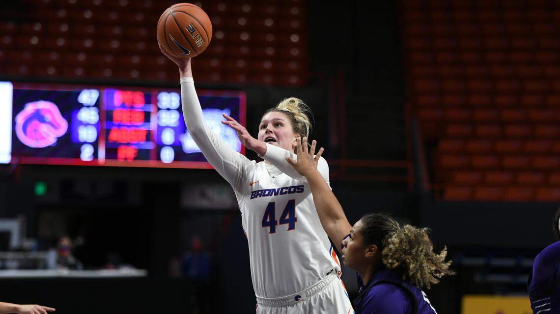 Redshirt senior Mallory McGwire had 11 points and 11 rebounds in her season debut for Boise State. The Broncos defeated Weber State 84-58 on Sunday at ExtraMile Arena.