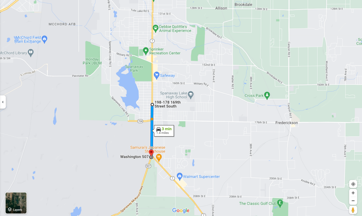 The first section of construction taking place from the intersection of SR 507 and SR 7 to Spanaway.