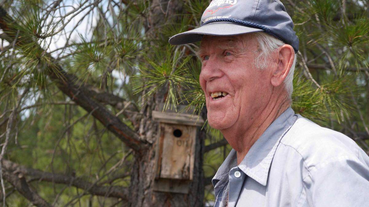 Al Larson earned the nickname “Bluebird Man” for his work building nest boxes and collecting data on Idaho’s bluebirds. He turned 100 on March 26, 2022.