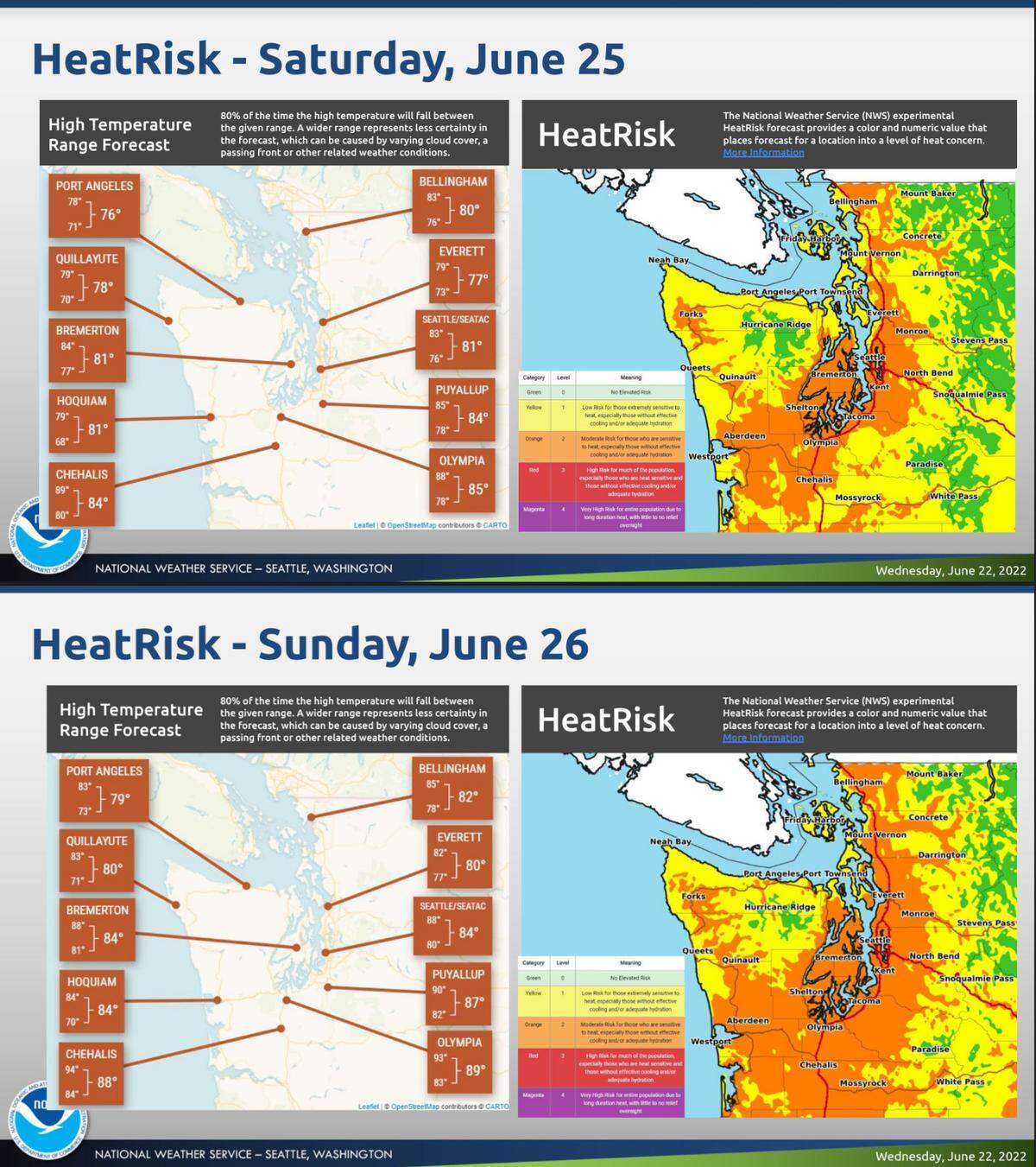 The National Weather Service is predicting above-average temperatures around much of Puget Sound this weekend.