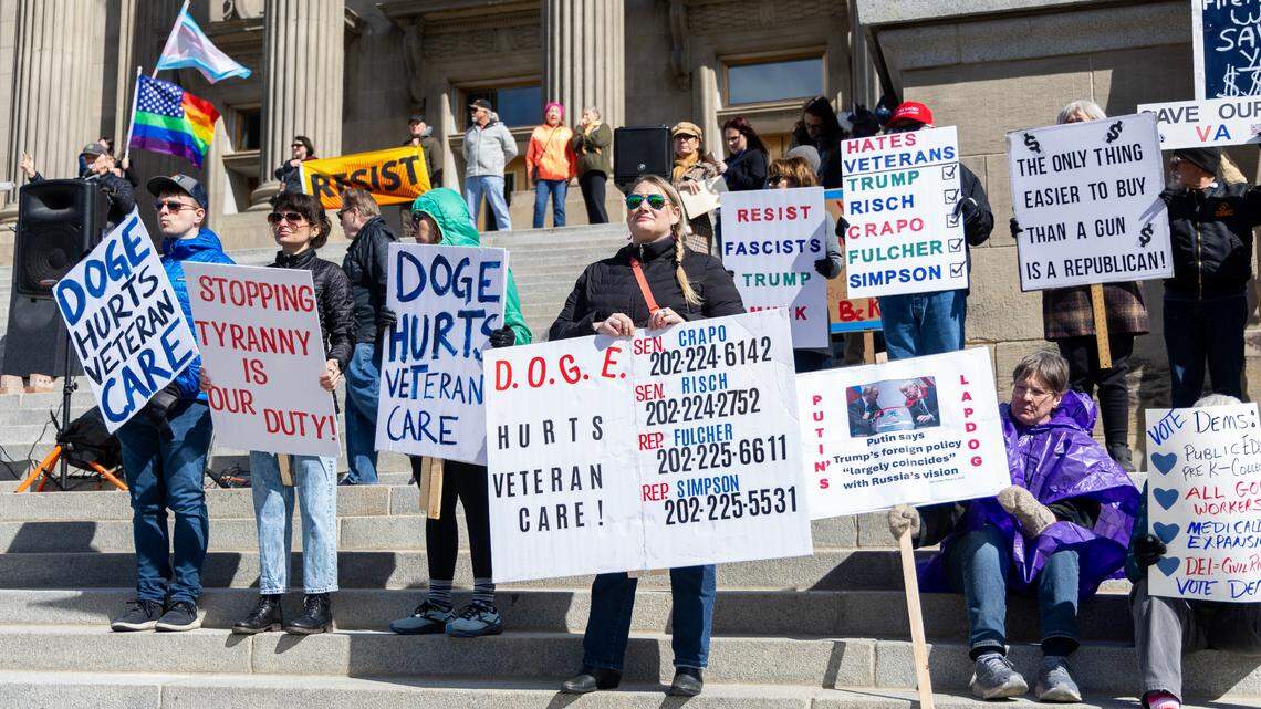 Protesters in Idaho gathered Saturday at the State Capitol in downtown Boise to rally against government officials, including Idaho's federal delegation and President Donald Trump.