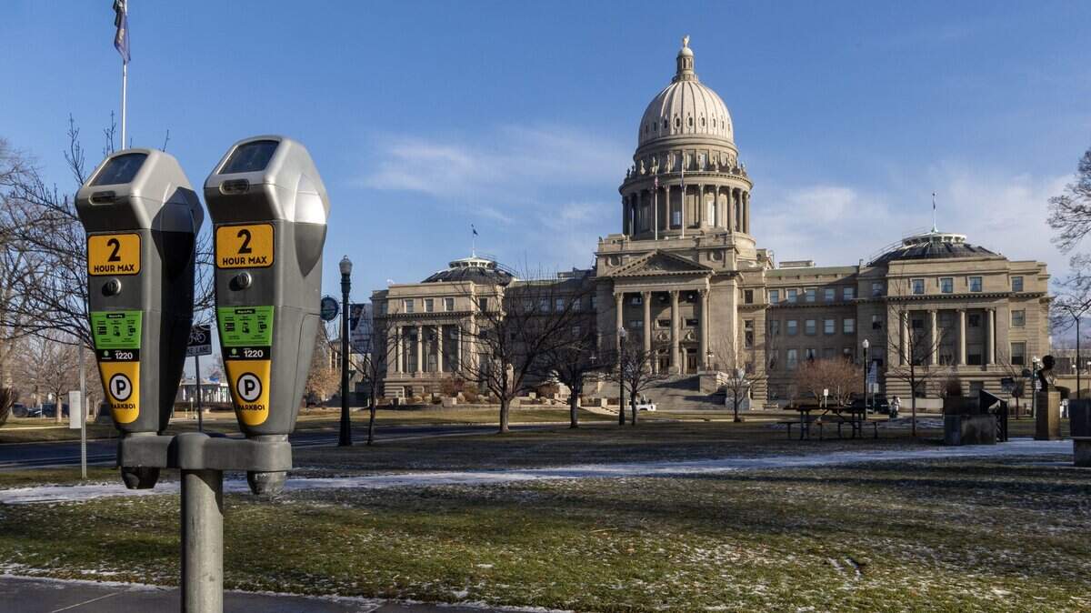 Parking meters line the streets in downtown Boise, as well as the Idaho State Capitol Building, Thursday, Jan. 29, 2026.