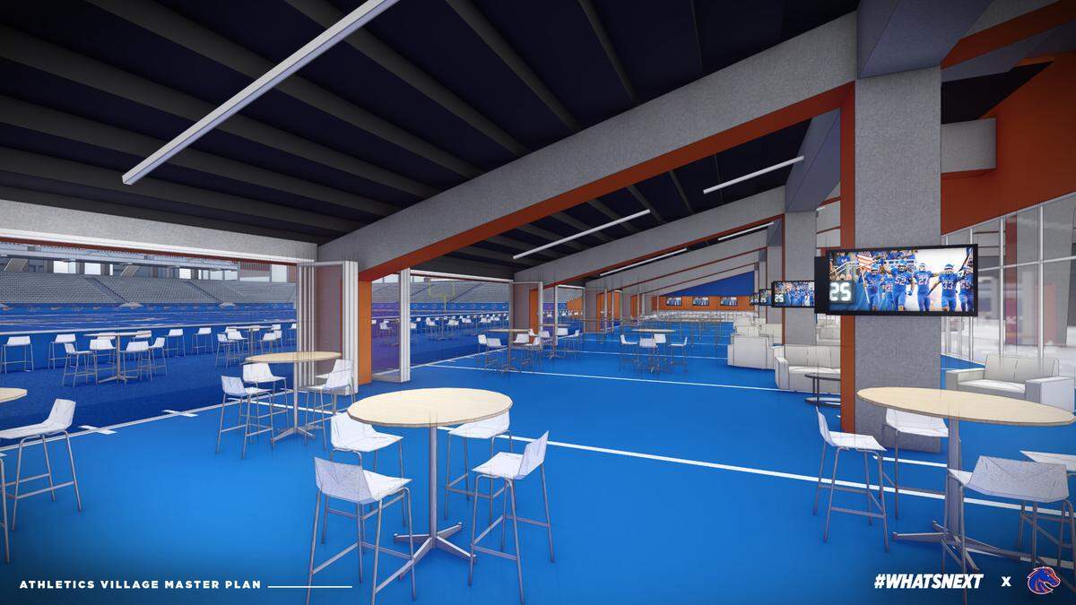 A rendering of the field-level club Boise State envisions as part of its planned upgrades to Albertsons Stadium.