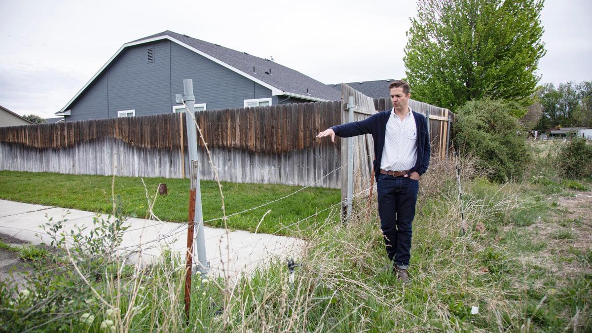 Bart Cochran, executive Director of Leap Housing Solutions, explains that the new Whitney Commons subdivision will connect to N Nichole Ave. where it currently dead ends on Friday, May 7, 2021 in Boise behind Shamrock Avenue. Whitney Commons will be an affordable housing subdivision featuring 11 newly constructed homes for sale and one remodeled home for rent.