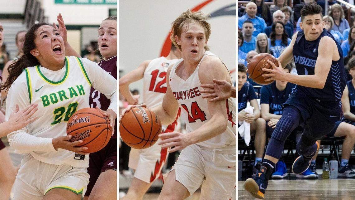 From left to right, Borah’s Jayden McNeal, Owyhee’s Jack Payne and Ambrose’s Johnny Sugarman were all selected for the Idaho Statewide High School All-Star Basketball Games in March. The game is limited to seniors.