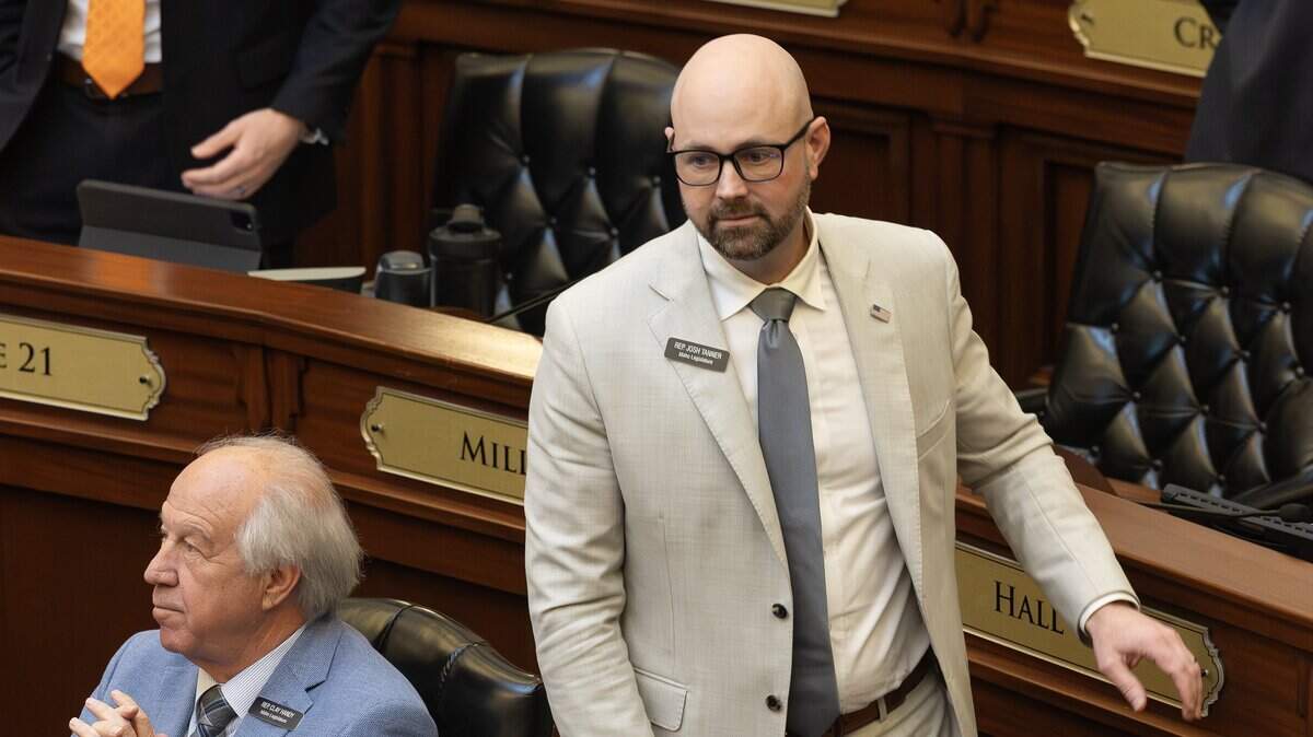 Rep. Josh Tanner arrives for the House session at the Idaho Capitol, Thursday, April 2, 2026.
