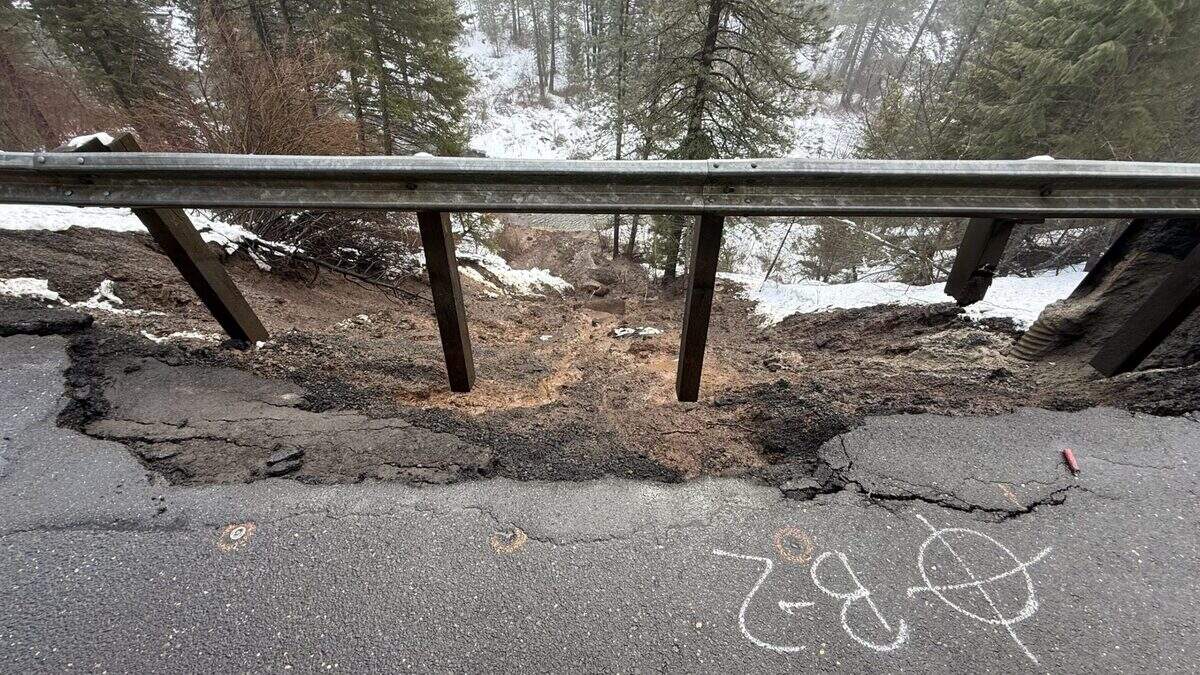 A landslide collapsed part of U.S. 95 on Sunday.