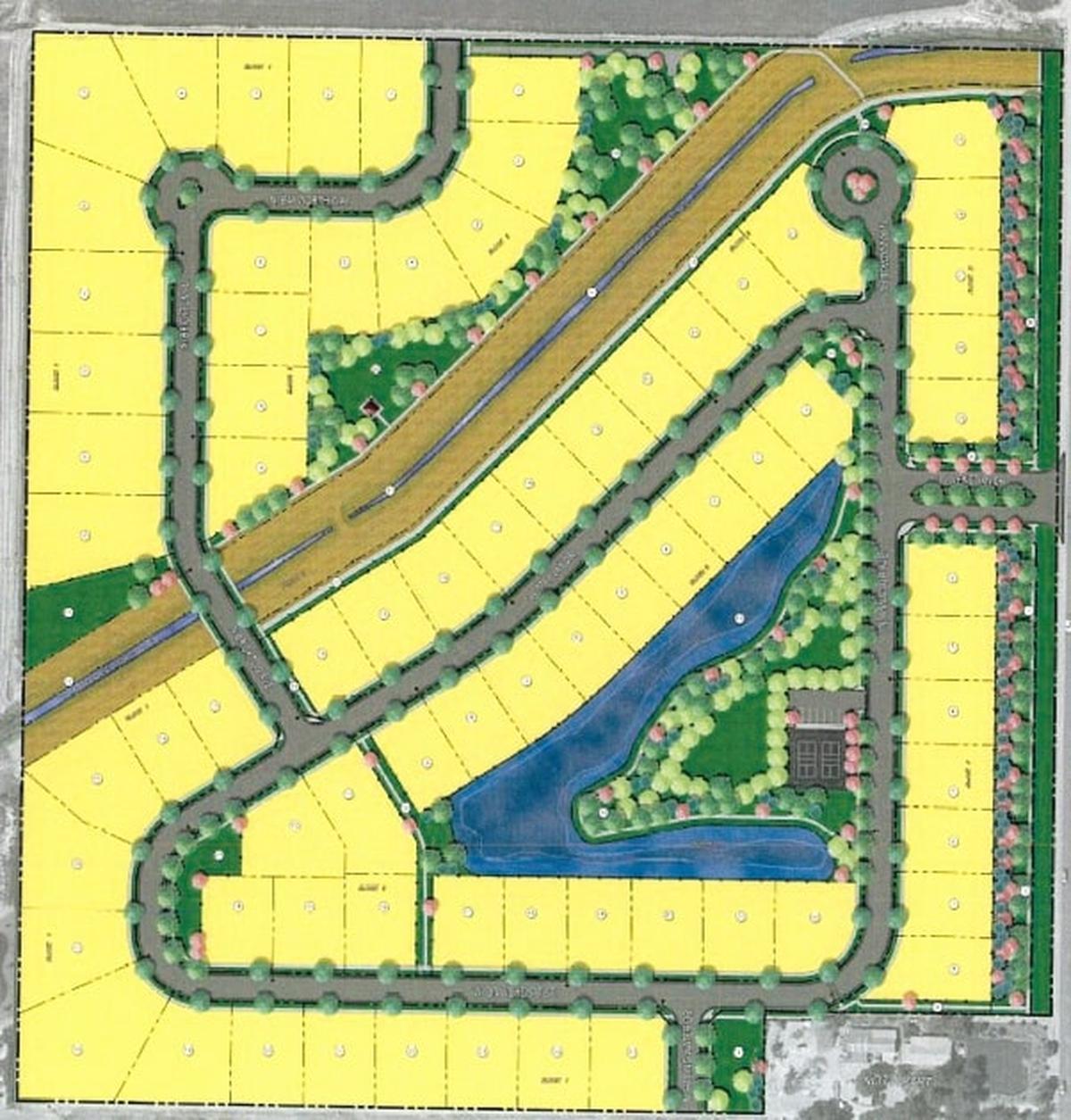 The Kingswood Subdivision would have pickle ball courts and walking paths, as shown in this subdivision map.