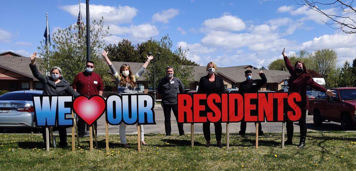 Staff and managers surprised their residents with this sign outside The Bridge at Valley View in Boise. The assisted living facility is closed to visitors, but staff members take residents for walks around the campus. The sunshine, fresh air, greenery and occasional surprise help with “COVID fatigue,” manager Shannon Skidmore says.