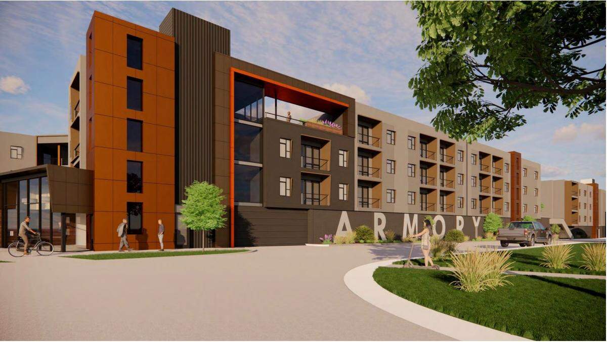 A view of what an apartment building next to the Boise Armory would look like.