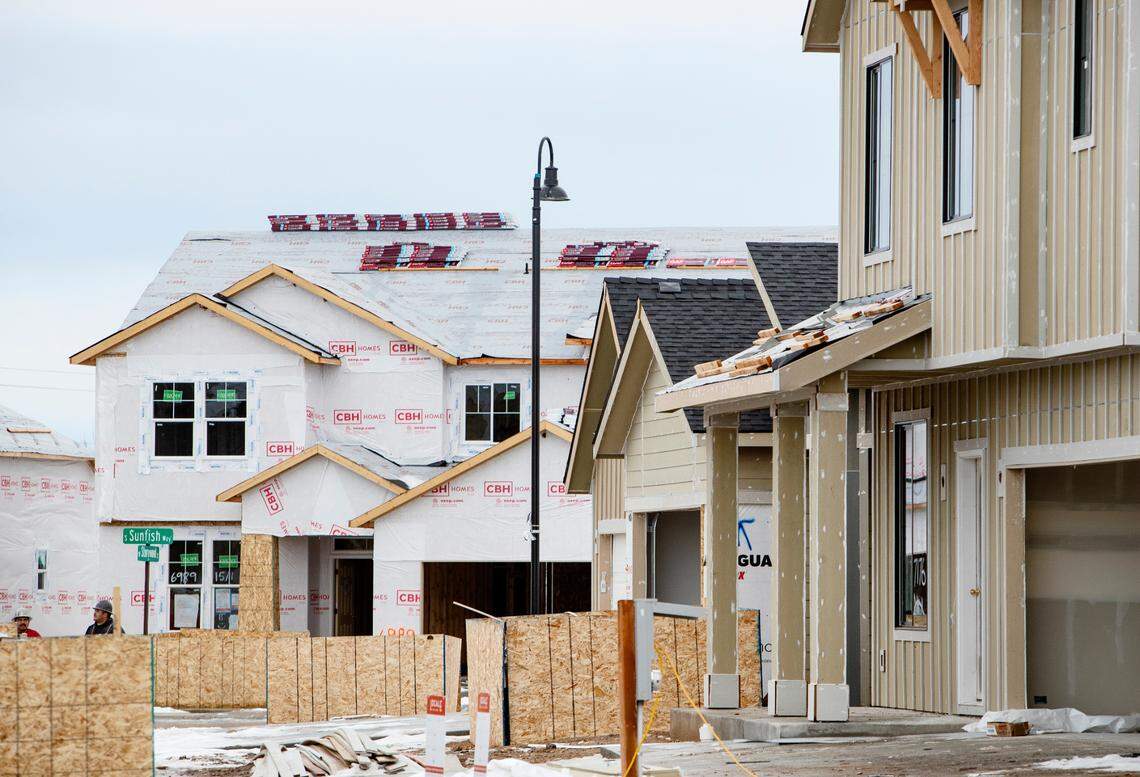 Homes continue to be built at Locale, pictured here in January. Locale is a master planned community by CBH Homes located in South Boise that will have multiple types of housing as well as parks, trails, a community center and more.