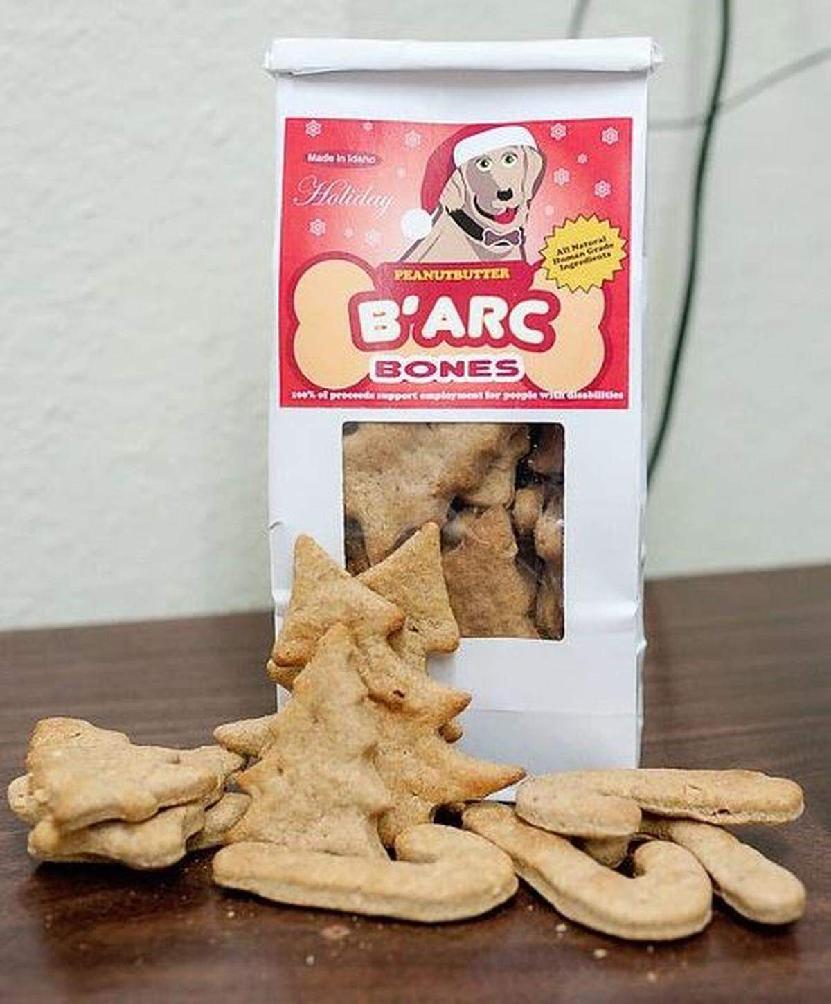 The staff at the Boise Arc makes these delicious peanut butter dog treats. They’re just $5.99 and will delight any hound.