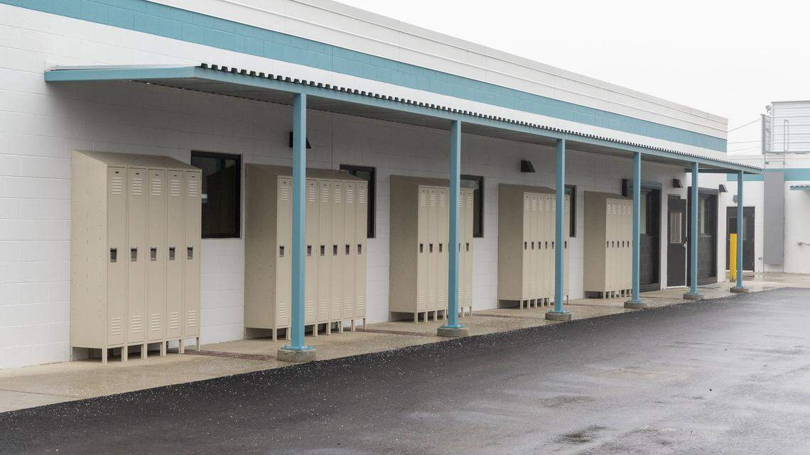 In the back of Interfaith Sanctuary's new location on State Street in Boise, outdoor lockers are available for people who will shelter at the facility.