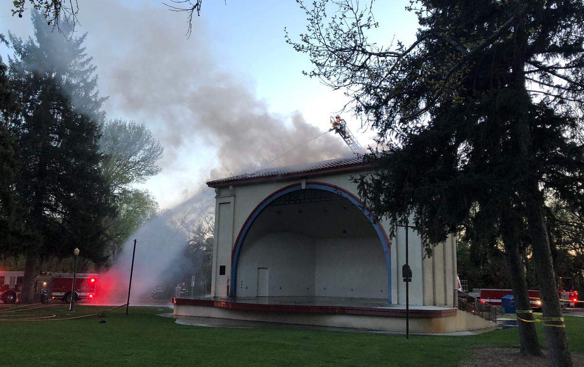 The Gene Harris Bandshell in Julia Davis Park in downtown Boise caught fire on April 23, 2018. Repairs are expected to be completed by the end of 2020.