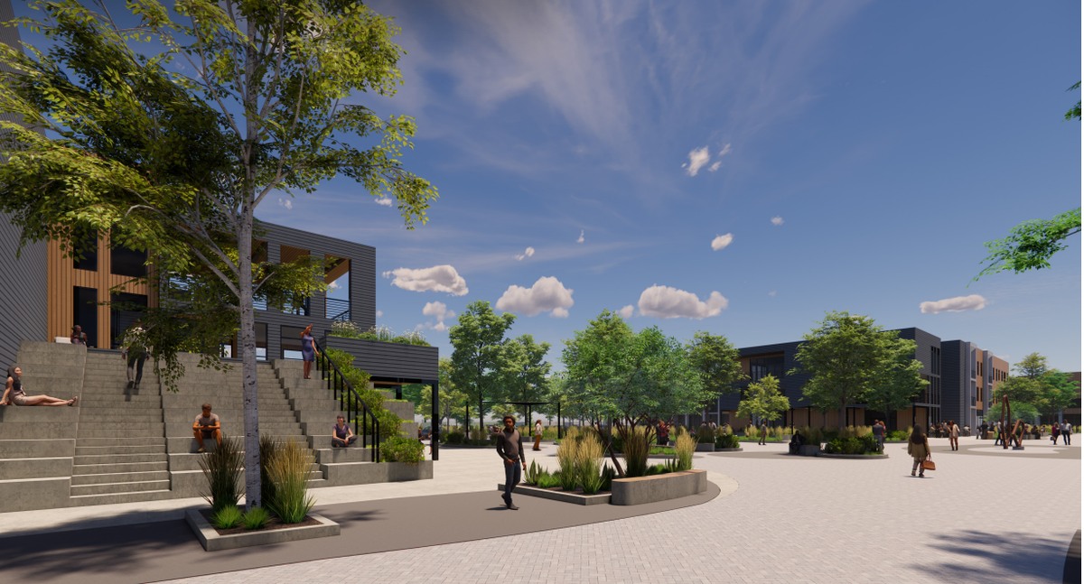 A rendering of Locale’s Village Center in Southwest Boise. The public-use area is part of CBH’s 2,000-unit plan for the Syringa Valley Specific Plan.