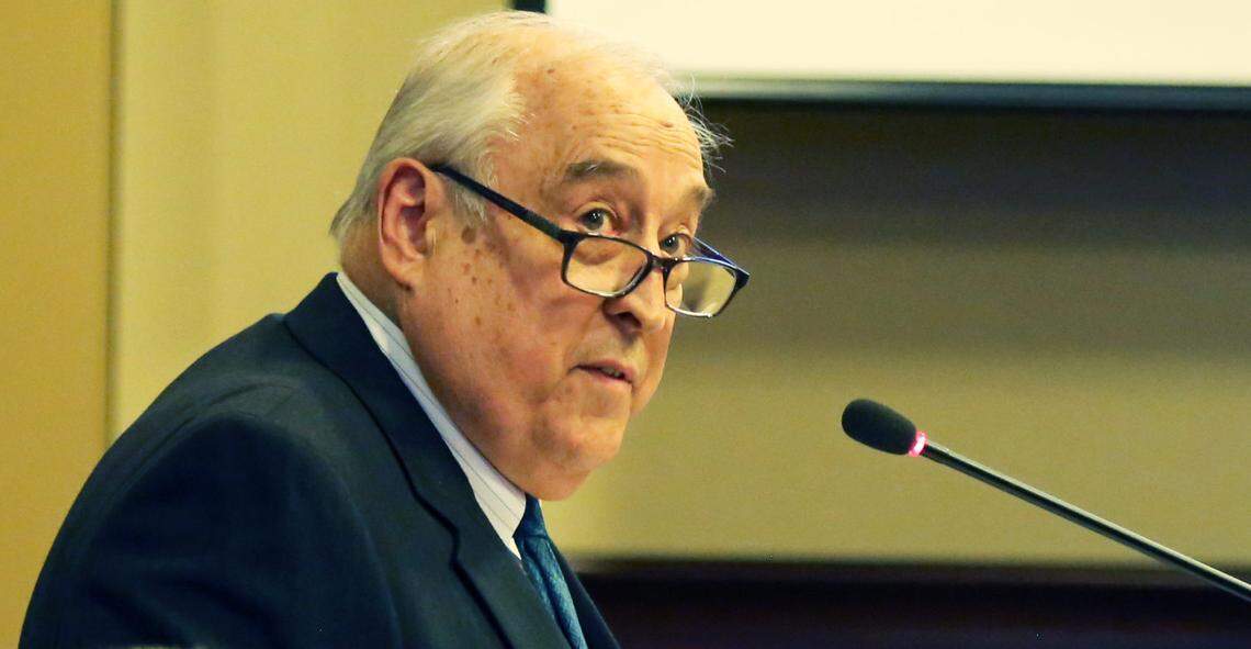 College of Western Idaho President Bert Glandon speaks to a legislative committee in 2019.