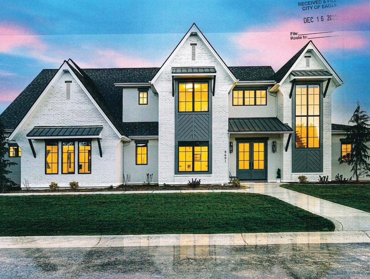 A rendering of the single-family home that could be part of Soaring Feather Ranch. The homes would adjoin an existing horse arena.
