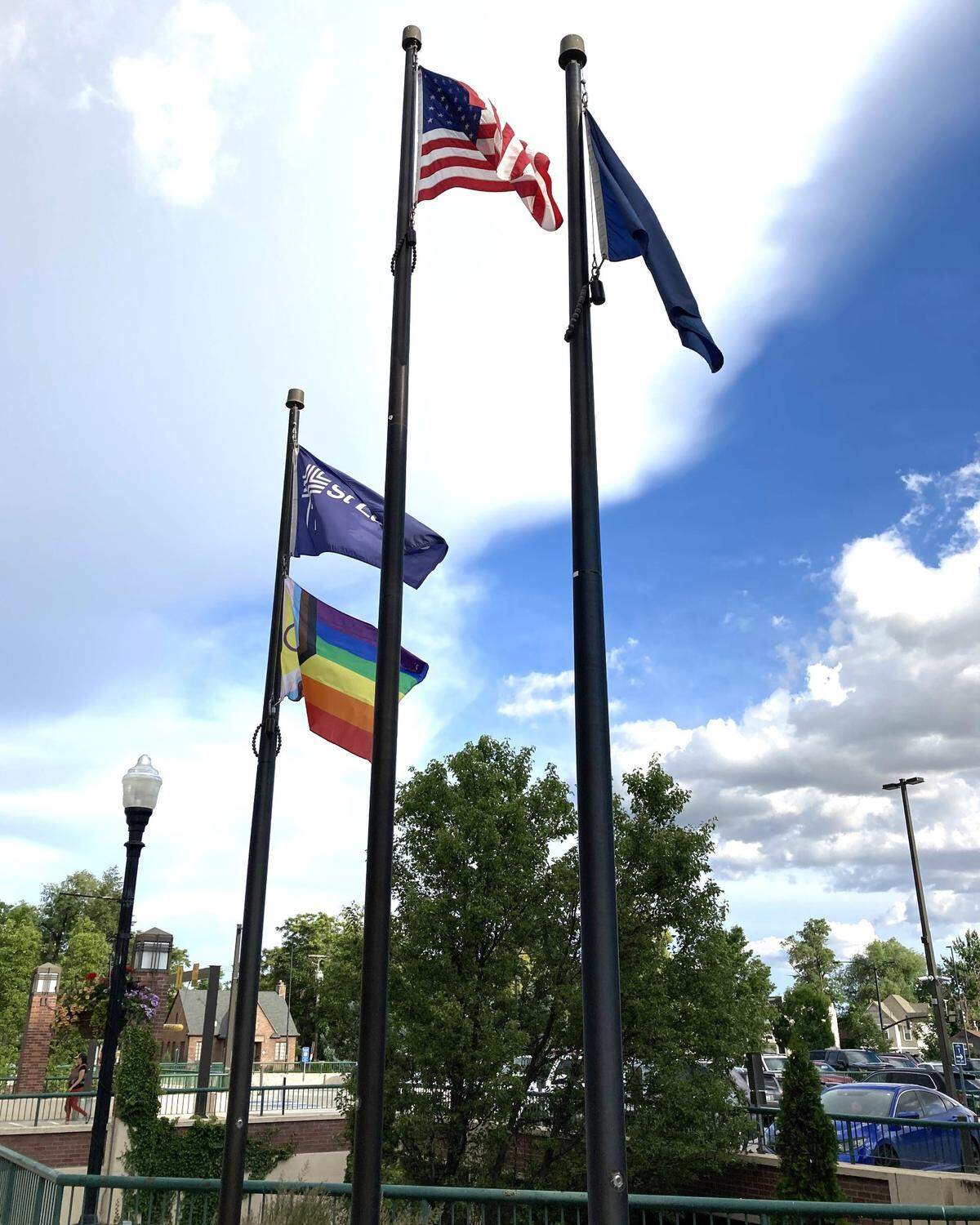 A Pride flag flies at St. Luke’s Boise Medical Center on June 10, 2023, during Pride Month. The health system decided not fly the flag in June 2025.