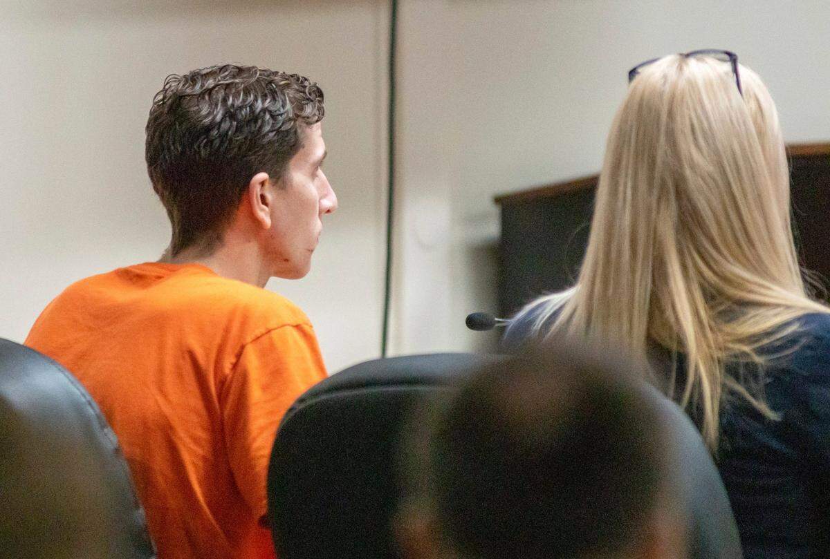 Moscow homicides suspect Bryan Kohberger, left, attends a status hearing seated next to public defender Anne Taylor in Latah County Court in January in Moscow. His preliminary hearing is scheduled to begin June 26.