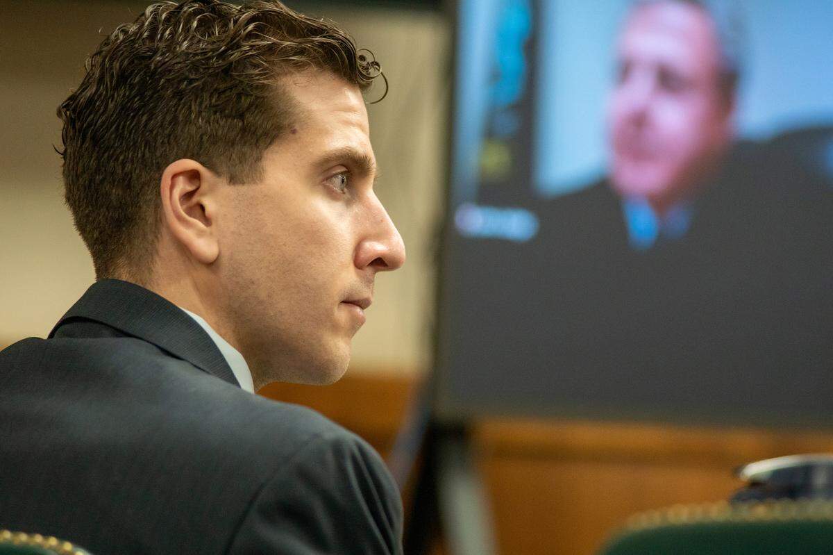 Bryan Koberger, who is accused of killing four University of Idaho students, listens during a hearing.
