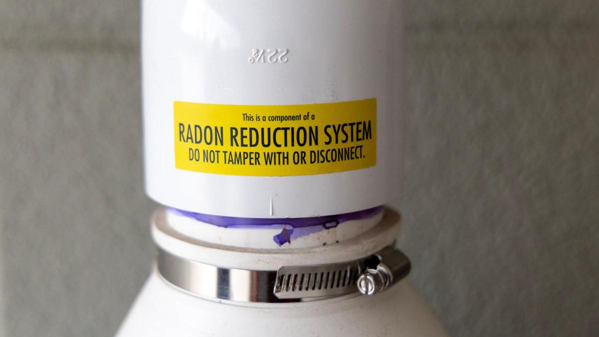A radon mitigation system at a home in Boise removes radon from inside the house.