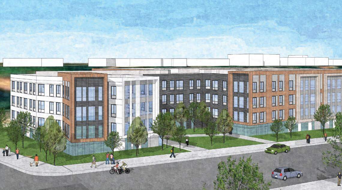 An artist’s rendering of the student-oriented apartments proposed by Collegiate Development Group for the southwest corner of Boise Avenue and Protest Drive, just south of Boise State University.