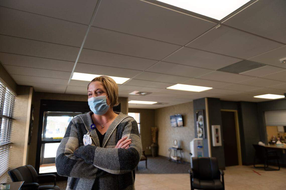 Medical floor manager Melissa Bedke talks about nursing schedules Thursday, Nov. 12, 2020, at Minidoka Memorial Hospital in Rupert.