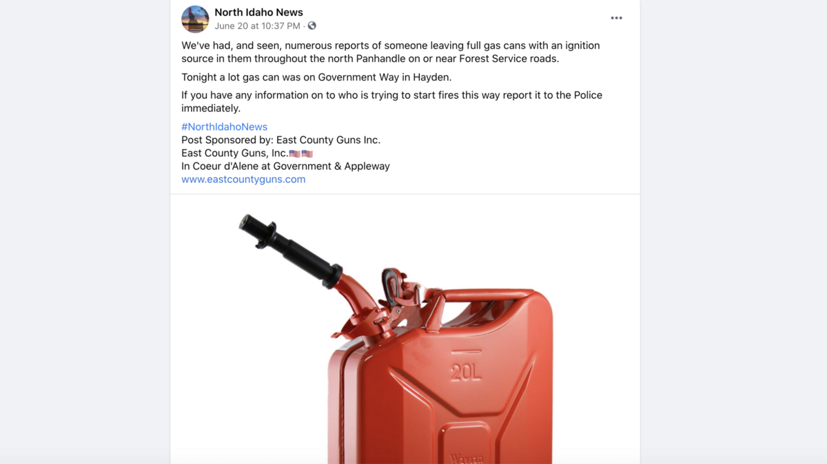Officials say social media claims that gas canisters rigged with incendiary devices have been left in Idaho forests are false.