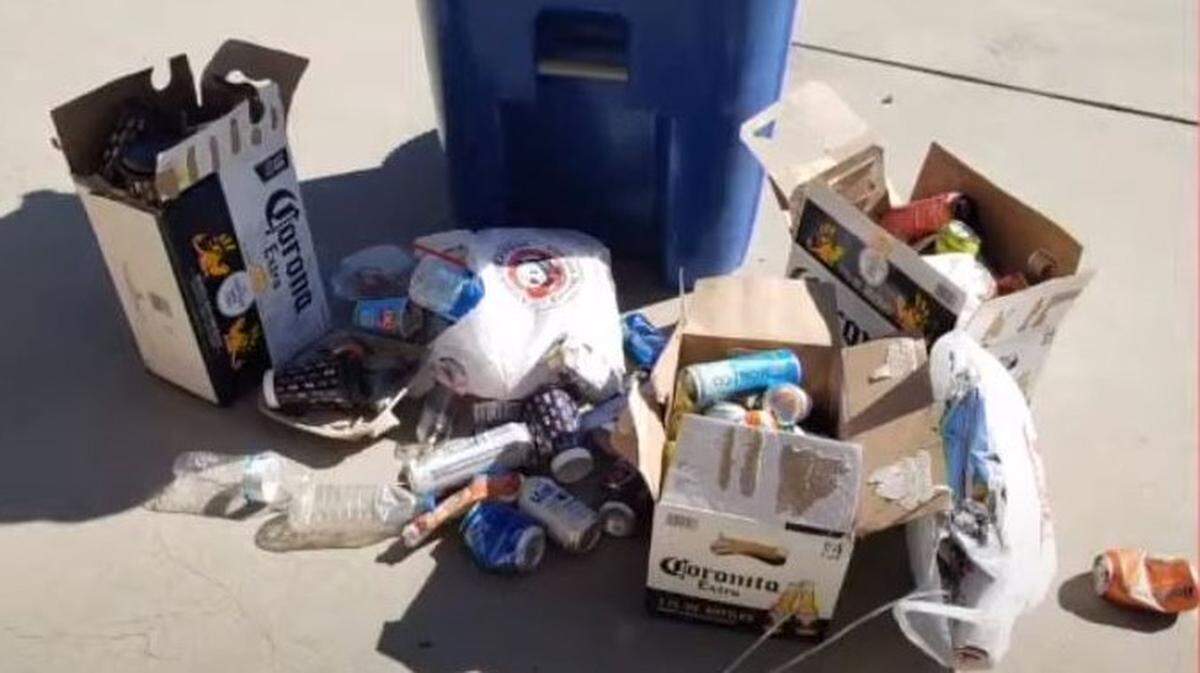 Recyclables and trash along Table Road Road’s approach to Table Rock Mesa must be cleaned up regularly by neighbors, says Doug Bates, a resident of East Wild Horse Lane east of the mesa.