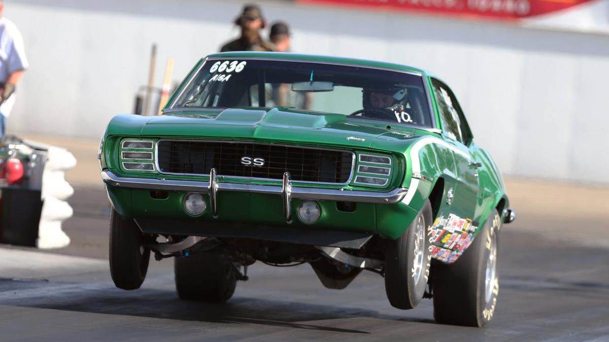 Mick Alley of Eagle won the Stock eliminator in his 1969 Camaro at the 32nd annual NHRA JEGS Allstars event in 2016 in Joliet, Ill.