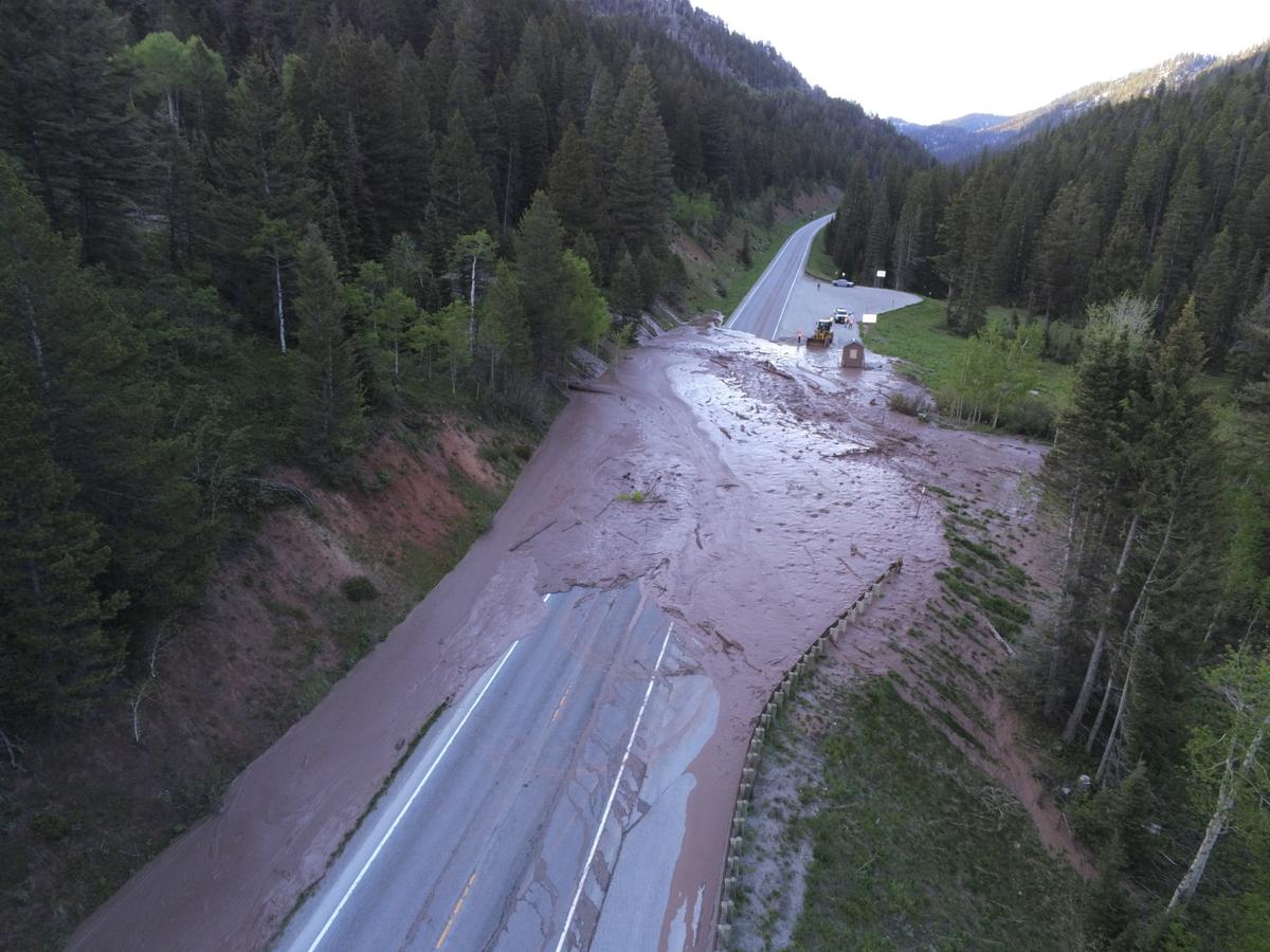 The mudslide occurred about two miles from where the road fell away over the weekend.