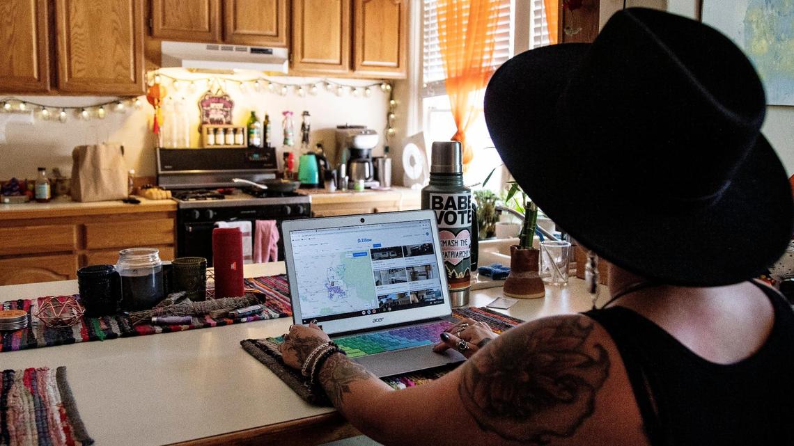 A Boise resident searches the real estate website Zillow for available places to rent. She and her partner received a 30-day notice to move out of their apartment after they asked their landlord not to hike the rent up by 30 percent. Rent increases have sent “a lot of people into dire straits,” said Deanna Watson, executive director of the Boise/Ada County Housing Authorities.