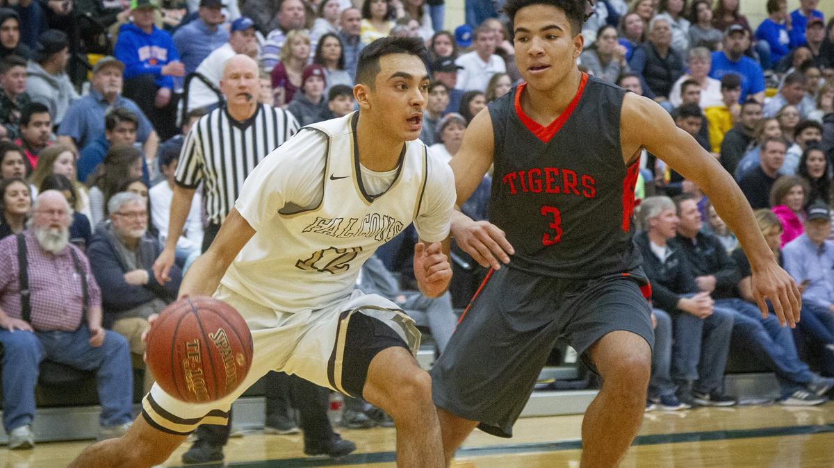Vallivue lost 56-45 to Idaho Falls in the semi-final round of the 4A state boys basketball championship tournament on Friday, March 1, 2019, at Borah High School.