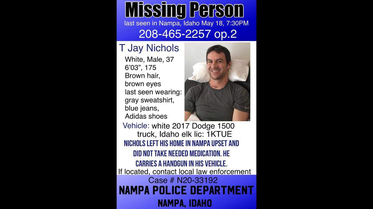 T Jay Nichols was last seen wearing a gray sweatshirt, blue jeans and Adidas shoes, according to police.